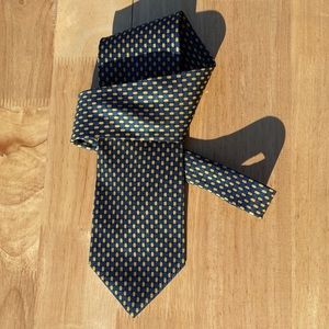 Mondo Uomo blue yellow geometric silk tie